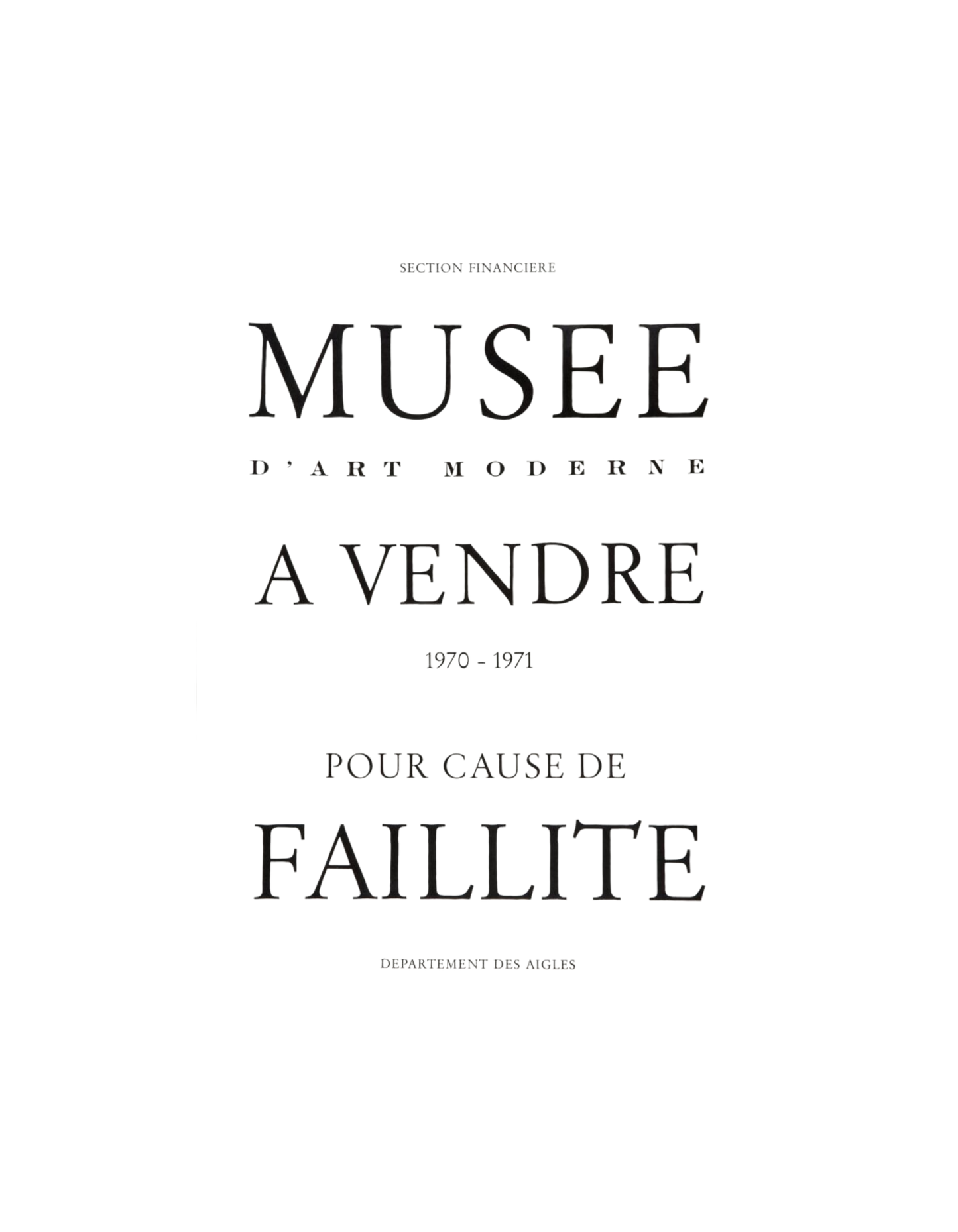Broodthaers Musée d'art Moderne à Vendre