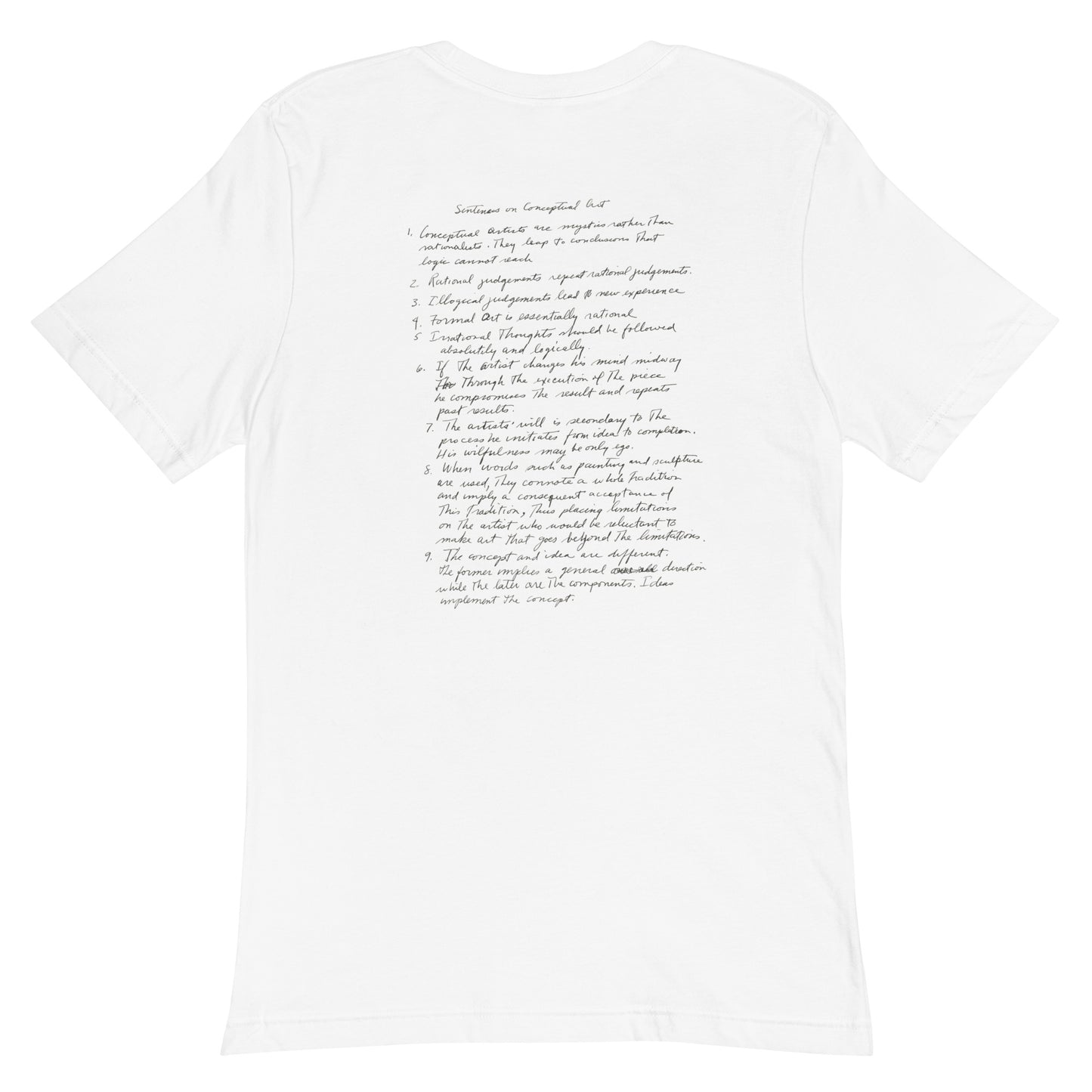 Sol Lewitt Sentences on Conceptual Art pocket tee