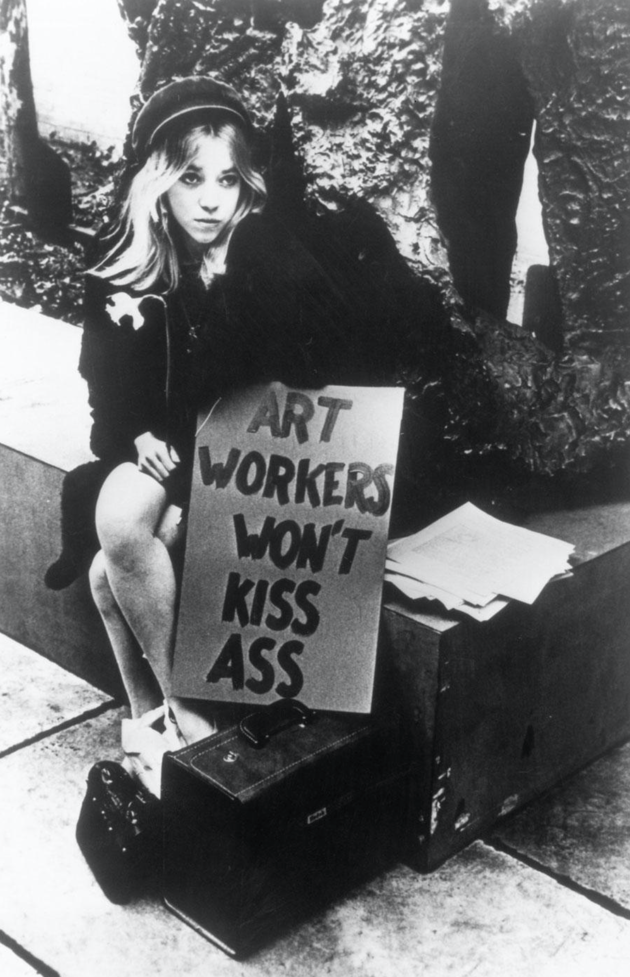 AWC Art Workers Won't Kiss Ass pin button